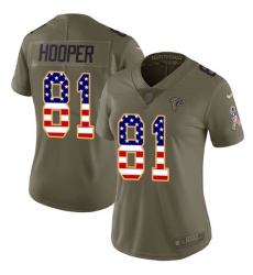 Women's Nike Atlanta Falcons #81 Austin Hooper Limited Olive/USA Flag 2017 Salute to Service NFL Jersey
