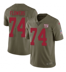 Youth Nike New York Giants #74 Ereck Flowers Limited Olive 2017 Salute to Service NFL Jersey