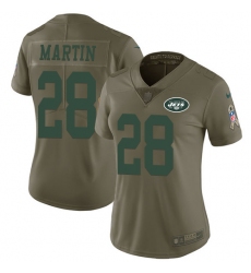 Women's Nike New York Jets #28 Curtis Martin Limited Olive 2017 Salute to Service NFL Jersey