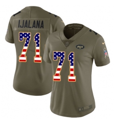 Women's Nike New York Jets #71 Ben Ijalana Limited Olive/USA Flag 2017 Salute to Service NFL Jersey