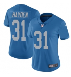 Women's Nike Detroit Lions #31 D.J. Hayden Limited Blue Alternate Vapor Untouchable NFL Jersey