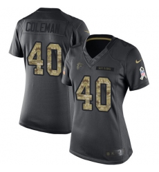 Women's Nike Atlanta Falcons #40 Derrick Coleman Limited Black 2016 Salute to Service NFL Jersey
