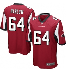 Men's Nike Atlanta Falcons #64 Sean Harlow Game Red Team Color NFL Jersey