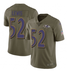 Men's Nike Baltimore Ravens #52 Ray Lewis Limited Olive 2017 Salute to Service NFL Jersey