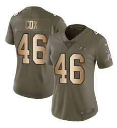 Women's Nike Baltimore Ravens #46 Morgan Cox Limited Olive/Gold Salute to Service NFL Jersey