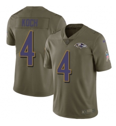 Youth Nike Baltimore Ravens #4 Sam Koch Limited Olive 2017 Salute to Service NFL Jersey