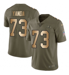 Youth Nike Baltimore Ravens #73 Marshal Yanda Limited Olive/Gold Salute to Service NFL Jersey