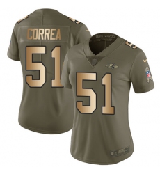 Women's Nike Baltimore Ravens #51 Kamalei Correa Limited Olive/Gold Salute to Service NFL Jersey