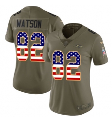 Women's Nike Baltimore Ravens #82 Benjamin Watson Limited Olive/USA Flag Salute to Service NFL Jersey