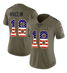 Women's Nike Baltimore Ravens #18 Jeremy Maclin Limited Olive/USA Flag Salute to Service NFL Jersey