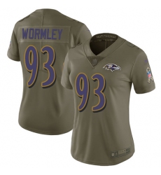 Women's Nike Baltimore Ravens #93 Chris Wormley Limited Olive 2017 Salute to Service NFL Jersey