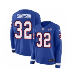 Women's Nike Buffalo Bills #32 O. J. Simpson Limited Royal Blue Therma Long Sleeve NFL Jersey