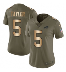 Women's Nike Buffalo Bills #5 Tyrod Taylor Limited Olive/Gold 2017 Salute to Service NFL Jersey