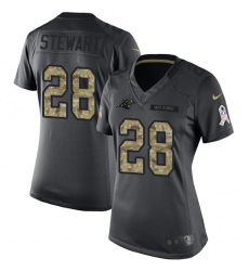 Women's Nike Carolina Panthers #28 Jonathan Stewart Limited Black 2016 Salute to Service NFL Jersey