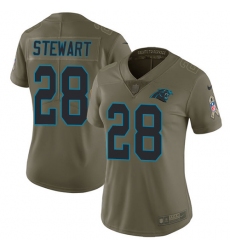 Women's Nike Carolina Panthers #28 Jonathan Stewart Limited Olive 2017 Salute to Service NFL Jersey
