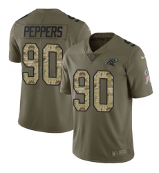 Men's Nike Carolina Panthers #90 Julius Peppers Limited Olive/Camo 2017 Salute to Service NFL Jersey