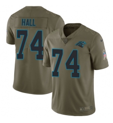 Youth Nike Carolina Panthers #74 Daeshon Hall Limited Olive 2017 Salute to Service NFL Jersey