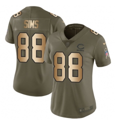 Women's Nike Chicago Bears #88 Dion Sims Limited Olive/Gold Salute to Service NFL Jersey