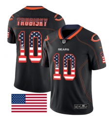 Men's Nike Chicago Bears #10 Mitchell Trubisky Limited Black Rush USA Flag NFL Jersey