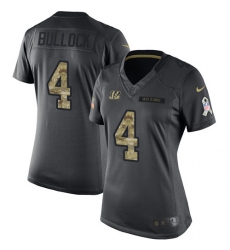 Women's Nike Cincinnati Bengals #4 Randy Bullock Limited Black 2016 Salute to Service NFL Jersey