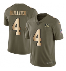 Youth Nike Cincinnati Bengals #4 Randy Bullock Limited Olive/Gold 2017 Salute to Service NFL Jersey