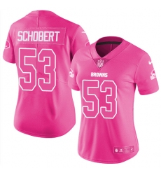Women's Nike Cleveland Browns #53 Joe Schobert Limited Pink Rush Fashion NFL Jersey