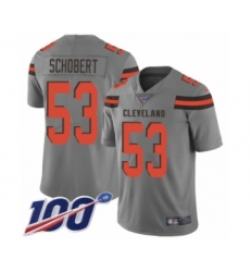 Youth Cleveland Browns #53 Joe Schobert Limited Gray Inverted Legend 100th Season Football Jersey