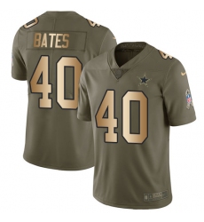 Youth Nike Dallas Cowboys #40 Bill Bates Limited Olive/Gold 2017 Salute to Service NFL Jersey