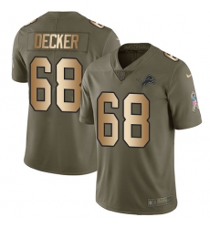 Men's Nike Detroit Lions #68 Taylor Decker Limited Olive/Gold Salute to Service NFL Jersey