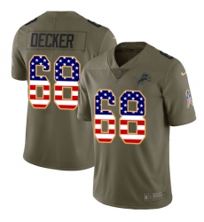 Men's Nike Detroit Lions #68 Taylor Decker Limited Olive/USA Flag Salute to Service NFL Jersey