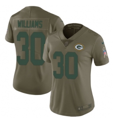 Women's Nike Green Bay Packers #30 Jamaal Williams Limited Olive 2017 Salute to Service NFL Jersey