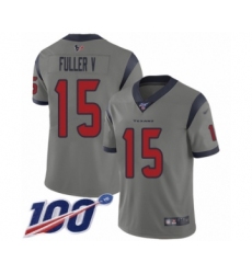Men's Houston Texans #15 Will Fuller V Limited Gray Inverted Legend 100th Season Football Jersey