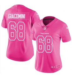 Women's Nike Houston Texans #68 Breno Giacomini Limited Pink Rush Fashion NFL Jersey