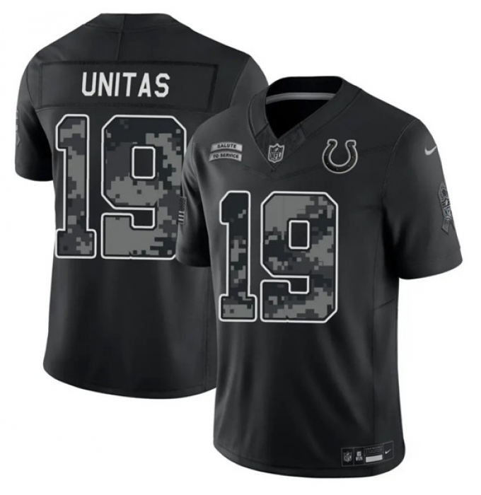 Men's Indianapolis Colts #19 Johnny Unitas Black 2026 F.U.S.E. Salute to Service Limited Football Stitched Jersey