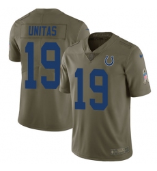 Men's Nike Indianapolis Colts #19 Johnny Unitas Limited Olive 2017 Salute to Service NFL Jersey