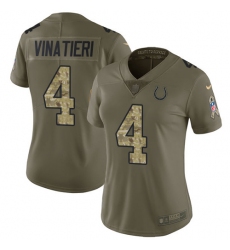 Women's Nike Indianapolis Colts #4 Adam Vinatieri Limited Olive/Camo 2017 Salute to Service NFL Jersey