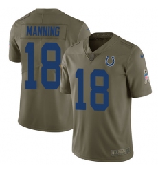 Men's Nike Indianapolis Colts #18 Peyton Manning Limited Olive 2017 Salute to Service NFL Jersey