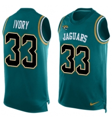 Men's Nike Jacksonville Jaguars #33 Chris Ivory Limited Teal Green Player Name & Number Tank Top NFL Jersey