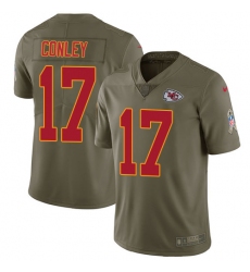 Youth Nike Kansas City Chiefs #17 Chris Conley Limited Olive 2017 Salute to Service NFL Jersey