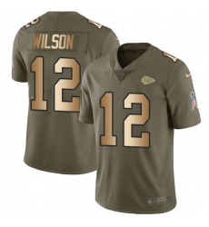 Men's Nike Kansas City Chiefs #12 Albert Wilson Limited Olive/Gold 2017 Salute to Service NFL Jersey